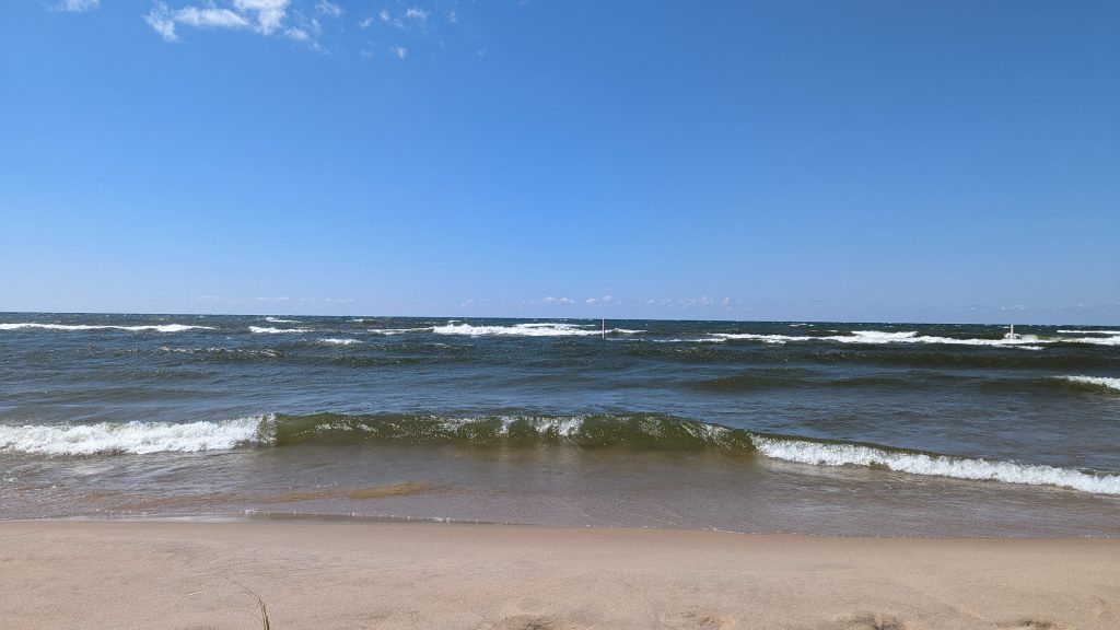 Lake Michigan, seen from the shore at Rosy Mound Natural Area in Ottawa County, Michigan.