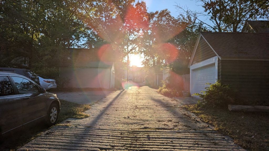 Early evening sun shining down an alley.