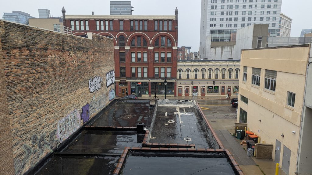 Looking west toward Division Avenue from the second floor of the YWCA West Michigan.